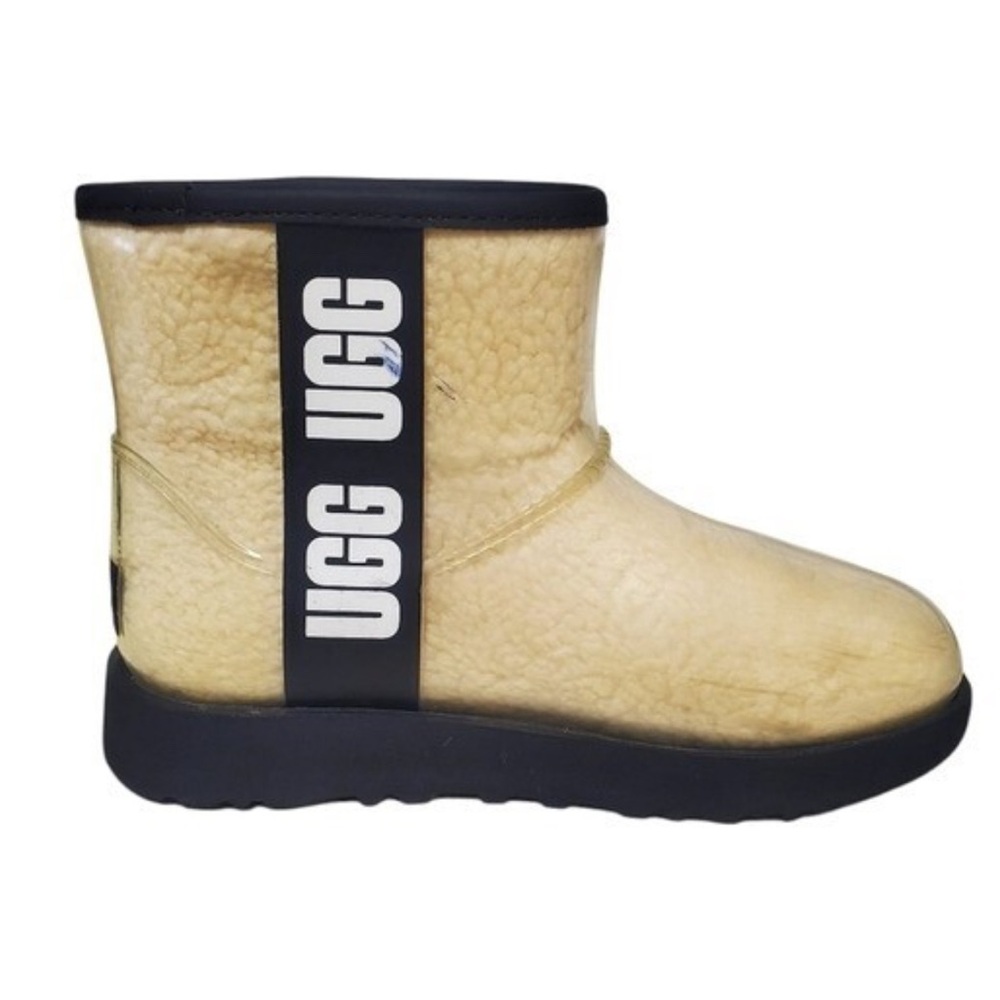 UGG Cream Shearling Boots with Black Trim